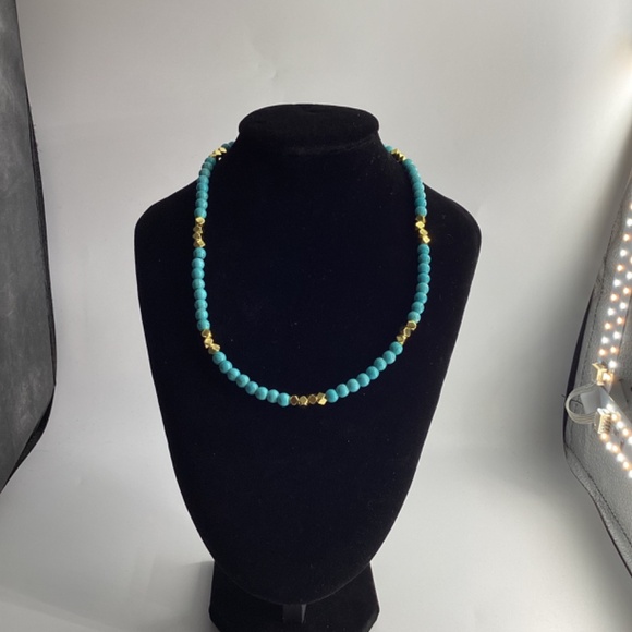 ✨ Mama Helen’s Handmade Turquoise & Gold Hematite Necklace – Versatile Layering - Picture 4 of 4